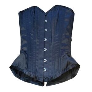 Corset Story‎ Black Satin Underbust Corset Size 20 Steel Boned Waist Trainer XS